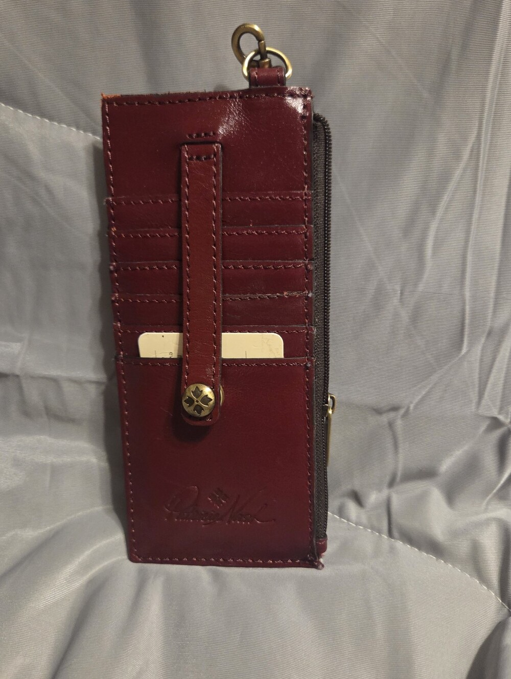 Brand New No Tqgs Patricia Nash Burgundy Leather Card Wallet with Zipper